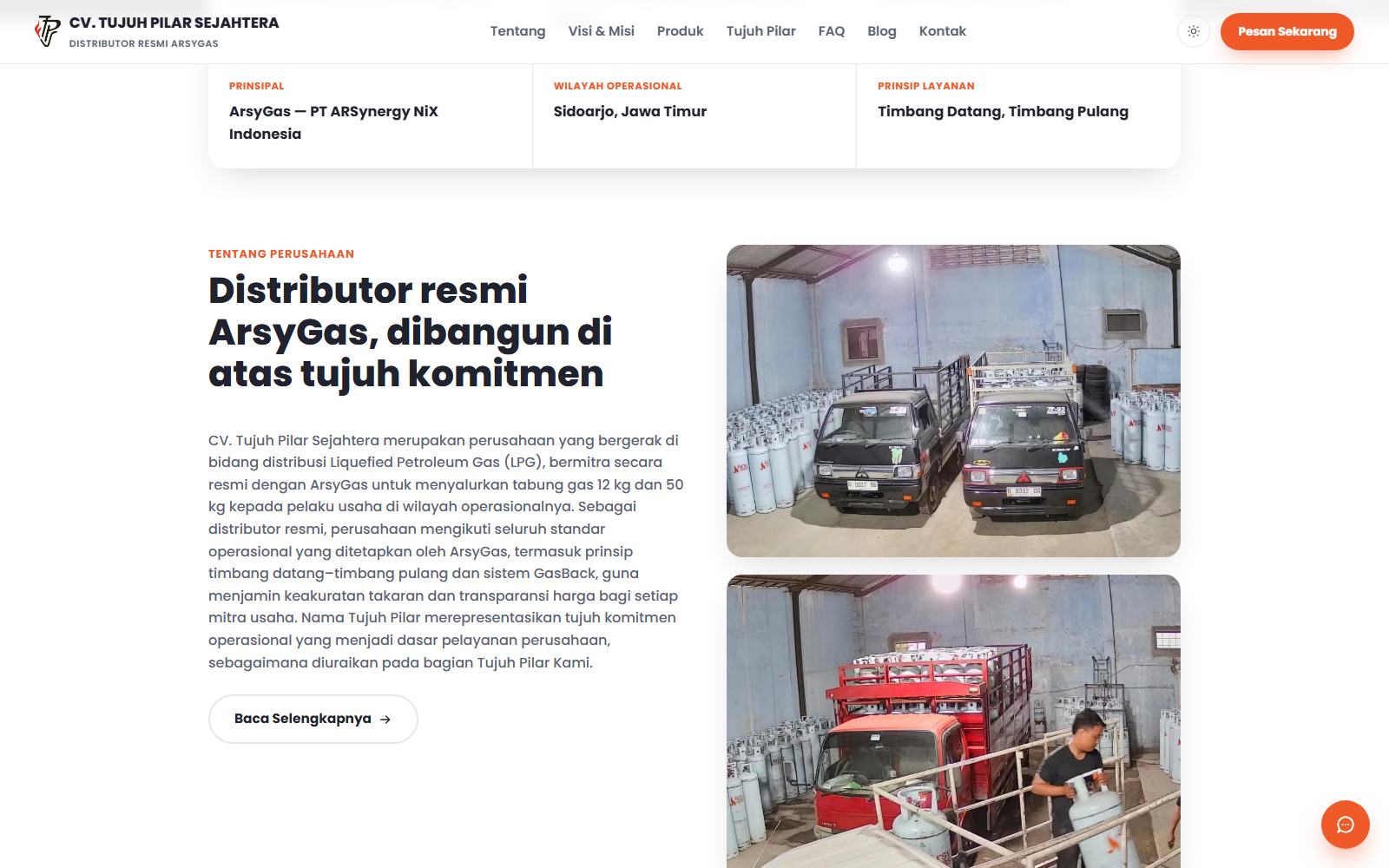 Website Company Profile CV. Tujuh Pilar Sejahtera